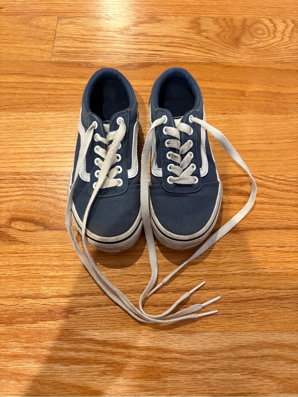 Vans Kids Navy Canvas Low-Top Sneakers with White Stripe